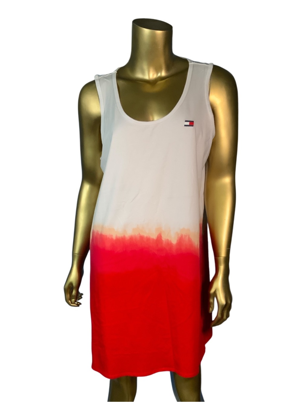 Tommy Hilfiger White to Red Ombre Sleeveless Tank Dress